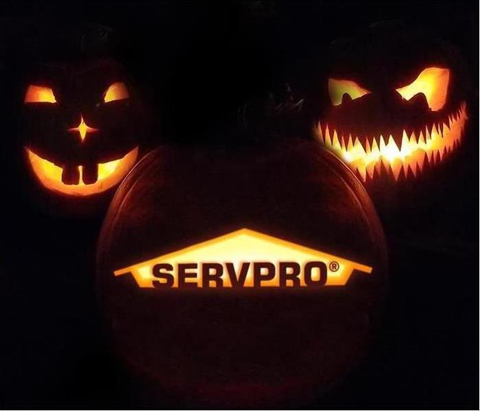 Safe safe this Halloween - image of SERVPRO logo and ghoulish faces